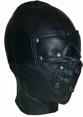 Lederen slaven masker met verwijderbare oog en mondstukken